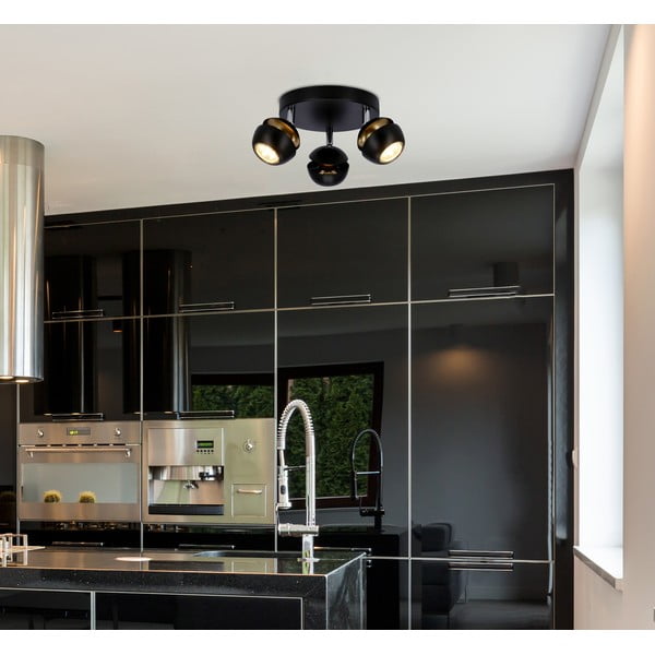 Fekete-aranyszínű mennyezeti lámpa fém búrával 26x26 cm Boni – Candellux Lighting-image-1