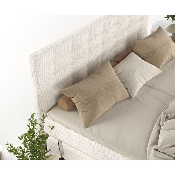 Krémszínű ágyneműtartós boxspring ágy 160x200 cm Blend – Maison de Rêve-image-1