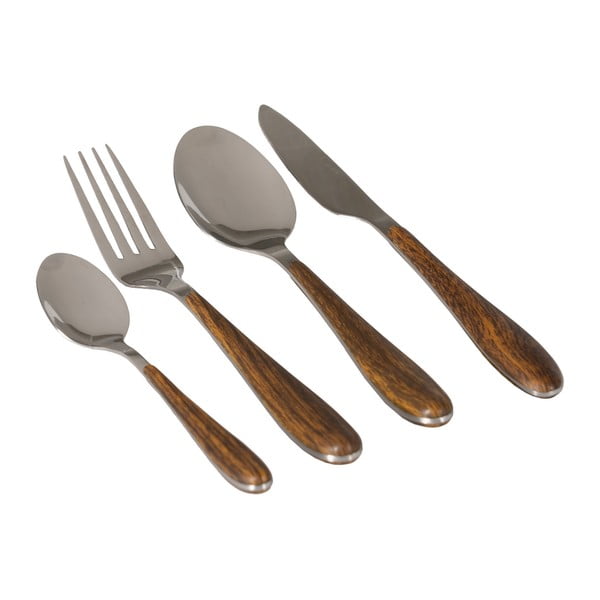 Barna-ezüstszínű rozsdamentes acél evőeszköz készlet 24 db-os – Ixia-image-2