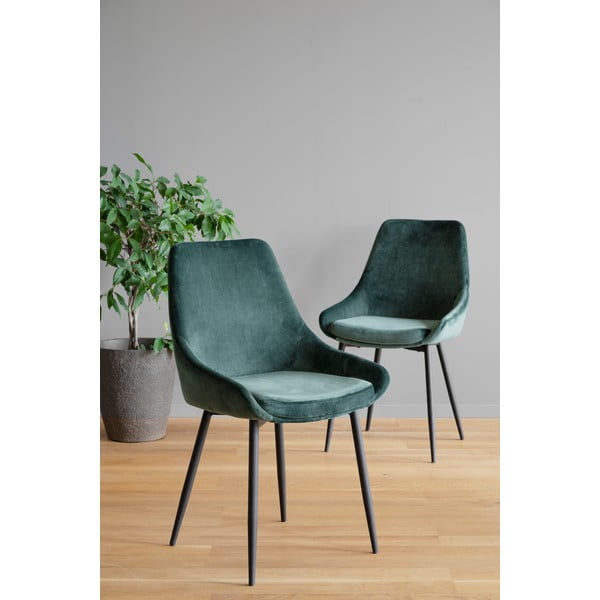 Sötétzöld bársony étkezőszék szett 2 db-os Sierra - Rowico-image-1