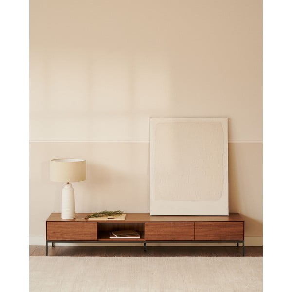 Natúr színű TV-állvány diófa dekorral 195x35 cm Vedrana – Kave Home-image-1