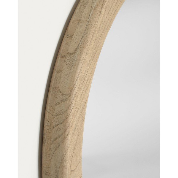 Fali tükör tömörfa kerettel ø 50 cm Alum – Kave Home-image-4