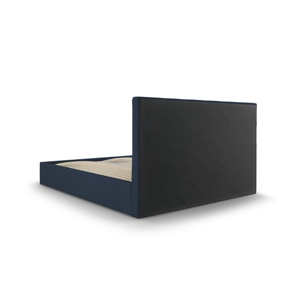 Sötétkék kárpitozott franciaágy tárolóhellyel ágyráccsal 160x200 cm Nerin – Mazzini Beds-image-4