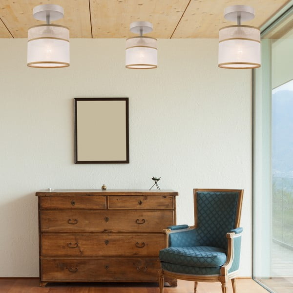 Világosbarna mennyezeti lámpa textil búrával ø 16 cm Andrea – LAMKUR-image-3