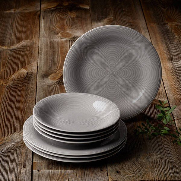 8 db-os fehér-szürke porcelán tányérkészlet - Like by Villeroy & Boch Group-image-1
