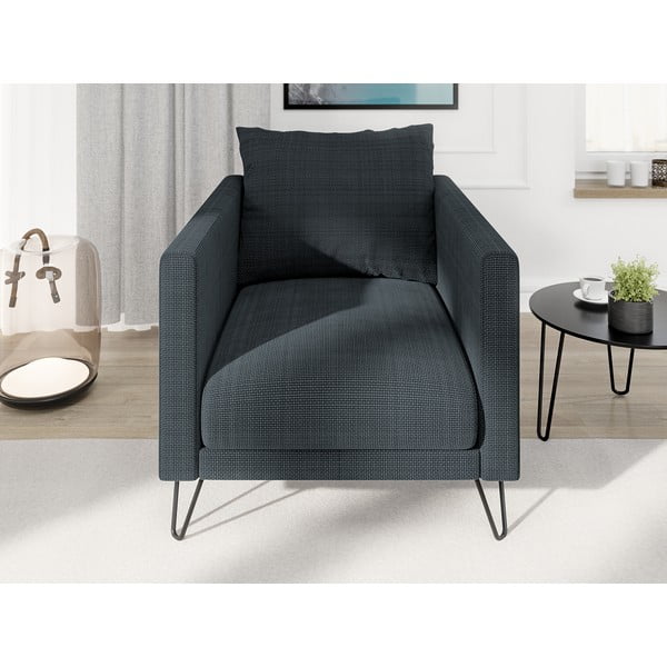 Sötétszürke zsenília fotel Freya – Ropez-image-1