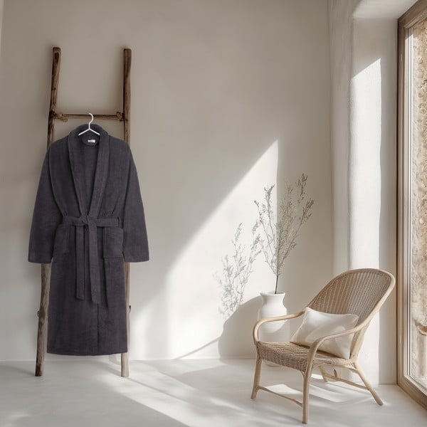 Antracitszürke pamut fürdőköpeny XL/XXL Terry – HIP-image-1