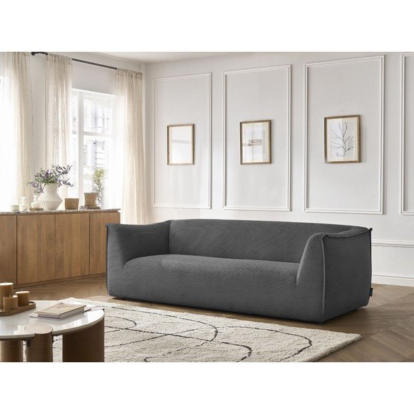 Sötétszürke kordbársony kanapé 242 cm Giorgia – Bobochic Paris-image-1