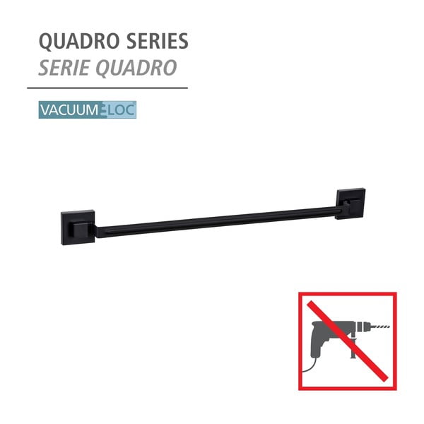 Fekete öntapadós rozsdamentes acél törölközőtartó Quadro – Wenko-image-4