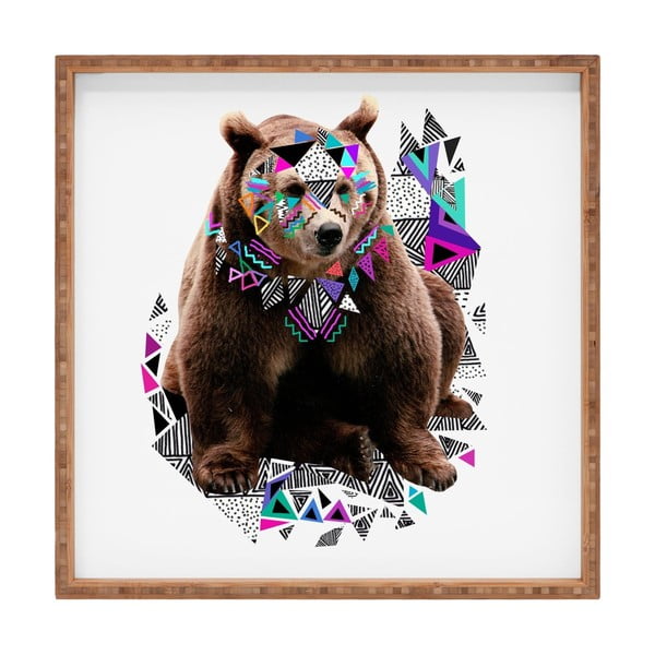 Bear dekoratív fatálca, 40 x 40 cm