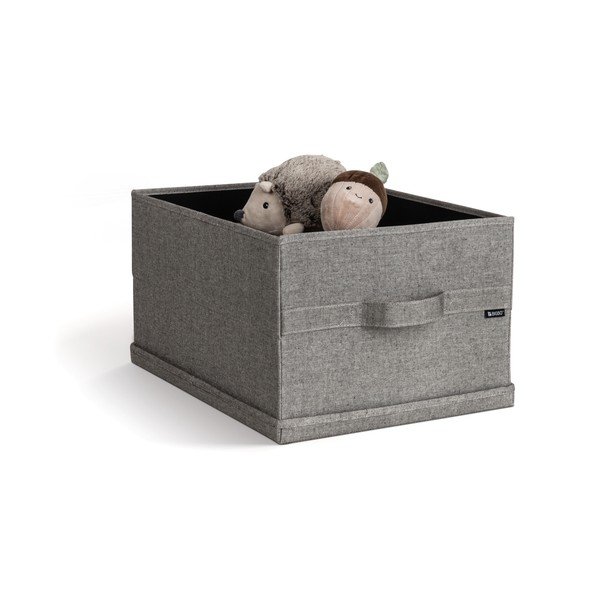 Szürke fedeles textil tárolódoboz 36x46x25 cm Soft Storage Large – Bigso-image-2