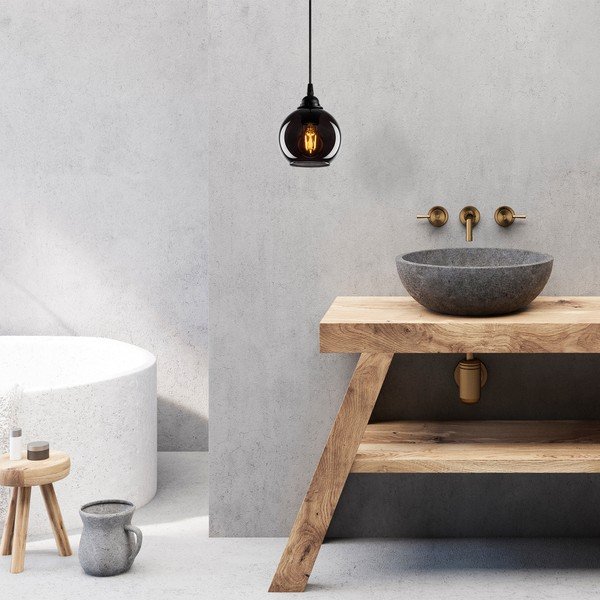 Fekete függőlámpa üveg búrával ø 15 cm Smoked – Opviq lights-image-3