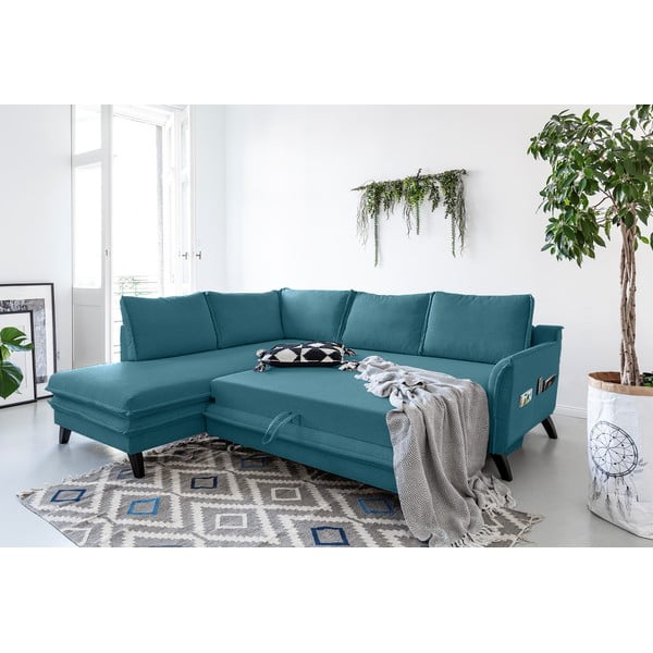Charming Charlie L türkiz kinyitható sarokkanapé, bal oldali - Miuform-image-3