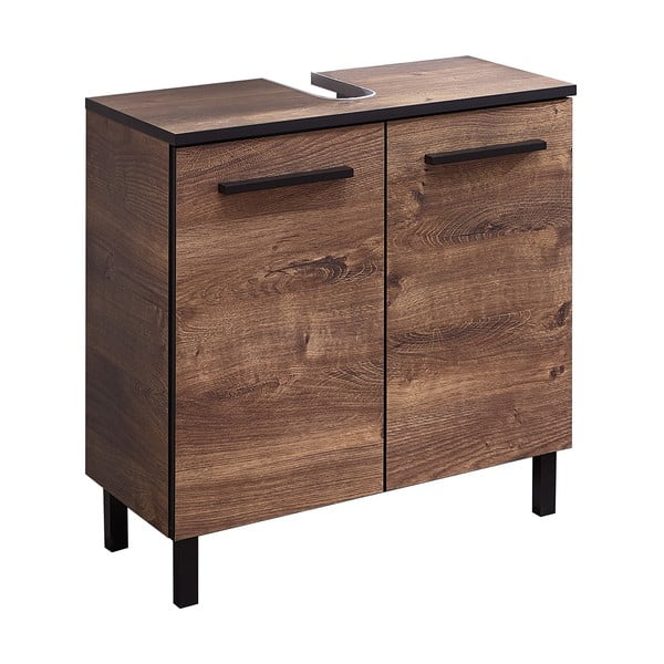 Barna mosdó alatti szekrény tölgyfa dekorral 60x53 cm Set 374 - Pelipal-image-2