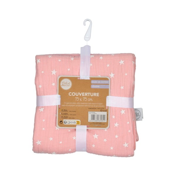 Rózsaszín muszlin gyerek takaró 75x75 cm – Bébé Douceur-image-3