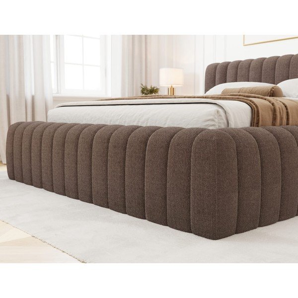 Barna kárpitozott ágyneműtartós franciaágy ágyráccsal 180x200 cm Carilla – ELTAP-image-4