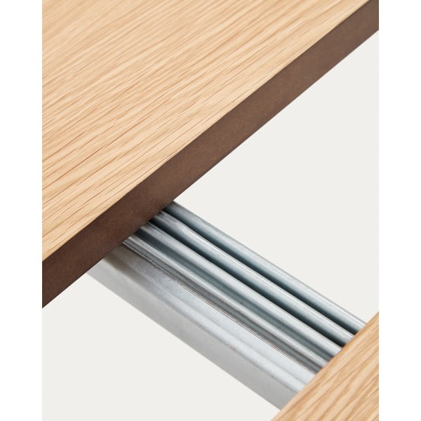 Natúr színű kerek bővíthető étkezőasztal tölgyfa dekoros asztallappal ø 90 cm Montuiri – Kave Home-image-4