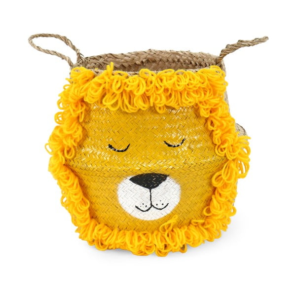 Sárga-natúr színű tengerifű játéktároló kosár ø 30x28 cm Lion – Compactor