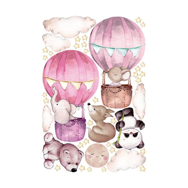 Balloons and Stars gyerek rózsaszín falmatrica - Ambiance-image-2