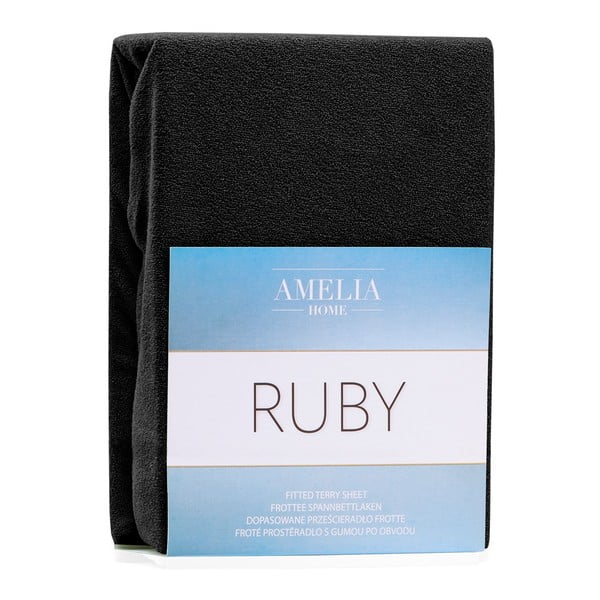 Fekete gumis frottír lepedő 240x220 cm Ruby – AmeliaHome-image-2