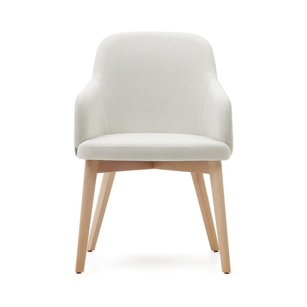 Krémszínű kárpitozott karfás étkezőfotel Nelida – Kave Home-image-2