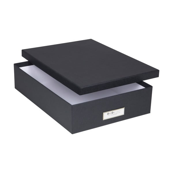 Oskar sötétszürke irattartó doboz címkével, A4 - Bigso Box of Sweden-image-3
