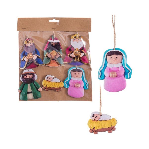 Fa karácsonyfadísz készlet 6 db-os 9 cm Nativity – Casa Selección
