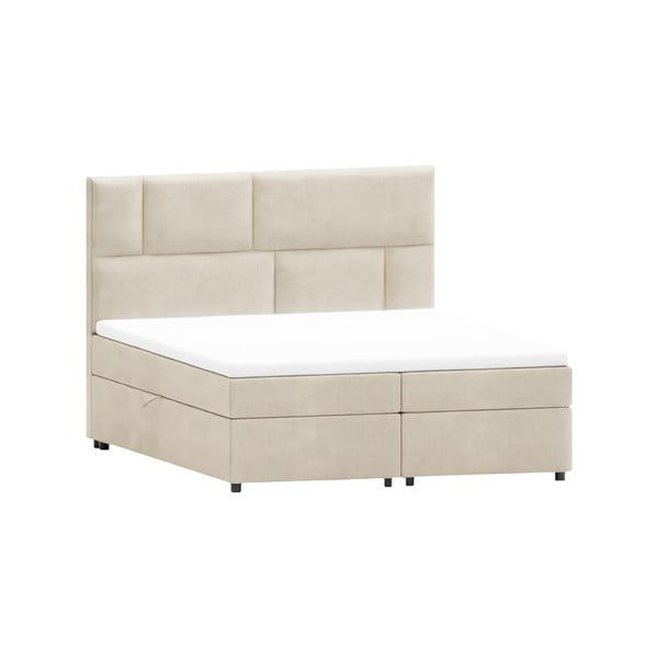 Bézs ágyneműtartós boxspring ágy 180x200 cm Lola – Ropez