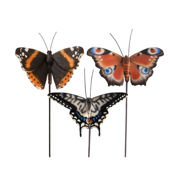 Poligyanta kerti leszúrható dekoráció szett 3 db-os Butterfly – Esschert Design