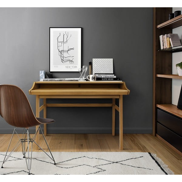 Szekreter típusú íróasztal tölgyfa dekorral 44x115 cm Carteret – Woodman-image-1