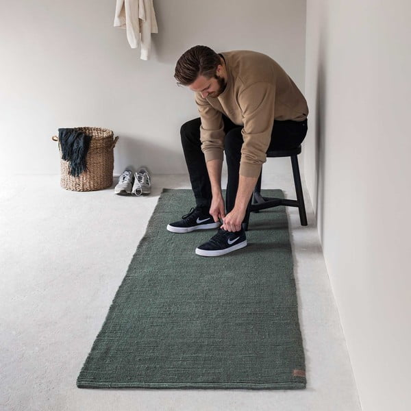 Sötétzöld juta futószőnyeg 75x245 cm Ribbon – Mette Ditmer Denmark-image-2