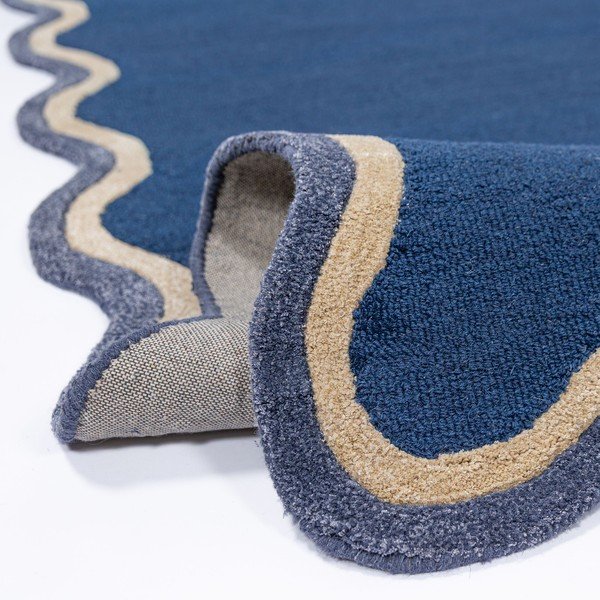 Sötétkék kézi szövésű gyapjúkeverék szőnyeg 160x230 cm Rivo Wool – Flair Rugs-image-2