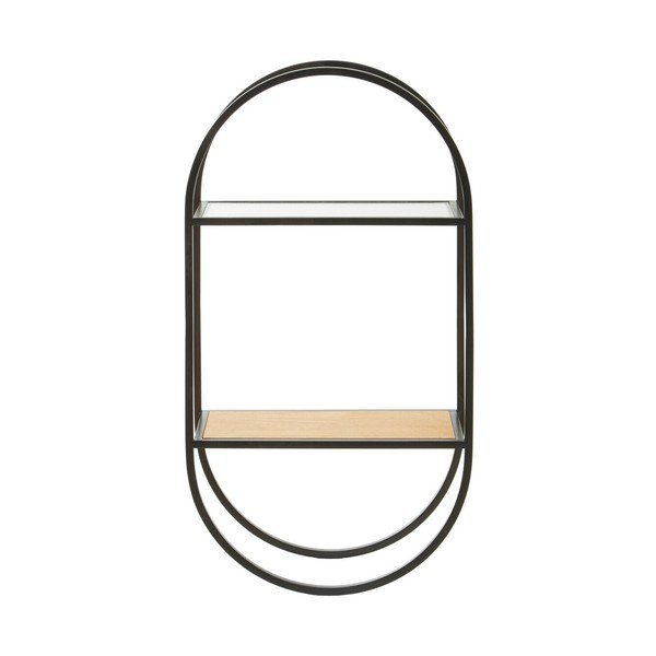 Fekete-natúr színű többszintes fém fali polc 35 cm Mataram – Premier Housewares-image-3