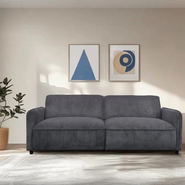 Antracitszürke kordbársony állítható-kinyitható kanapé 209 cm Alicia – Støraa-image-1
