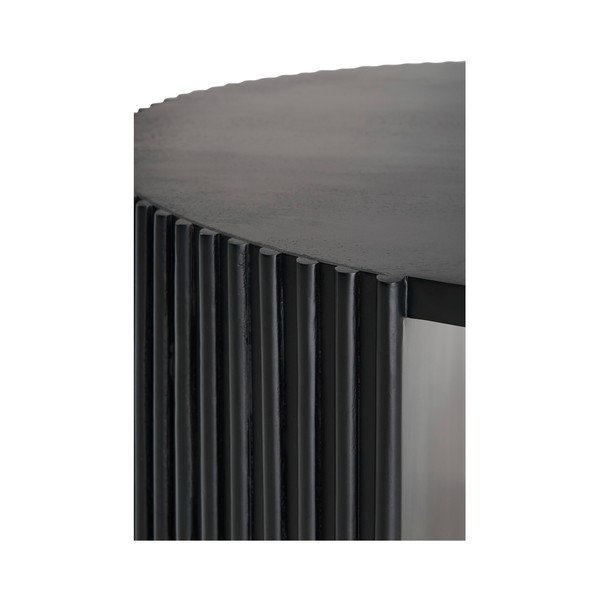 Fekete kerek dohányzóasztal mangófa asztallappal ø 80 cm Bisselina – Ellos Home-image-3