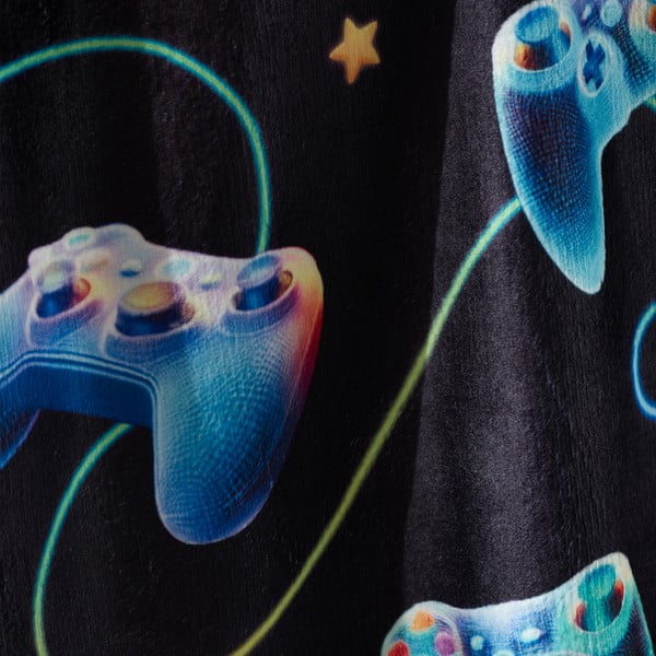 Fekete-kék mikroplüss gyerek takaró 130x170 cm Gamer – Catherine Lansfield-image-2