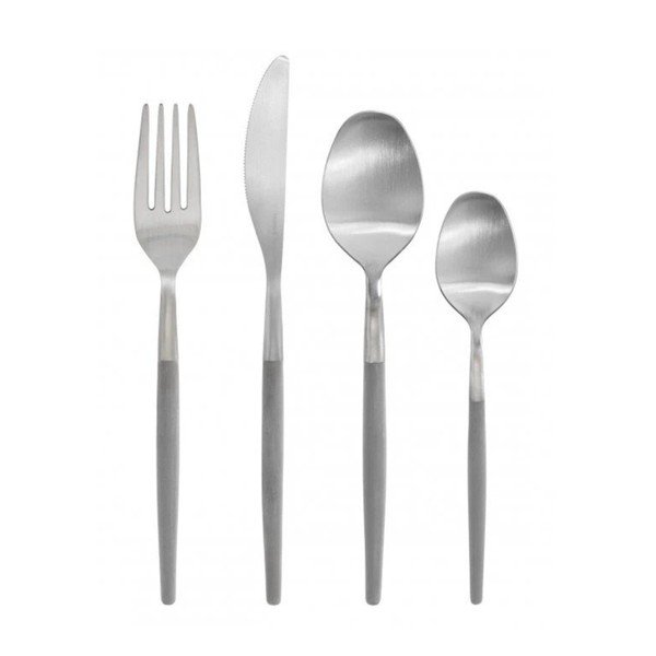 Világosszürke-ezüstszínű rozsdamentes acél evőeszköz készlet 16 db-os Maxime – Blomus