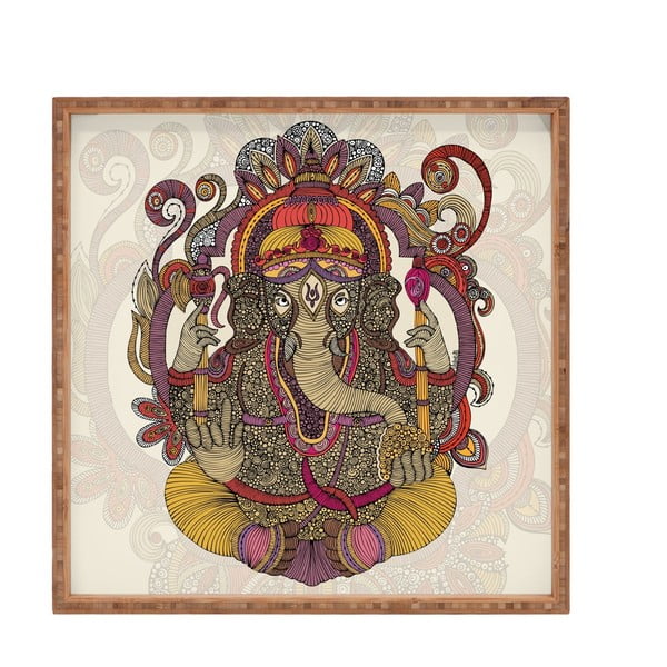 Ganesha dekoratív fatálca, 40 x 40 cm