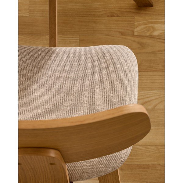 Bézs-natúr színű étkezőszék tölgyfa dekorral Gena – Kave Home-image-4