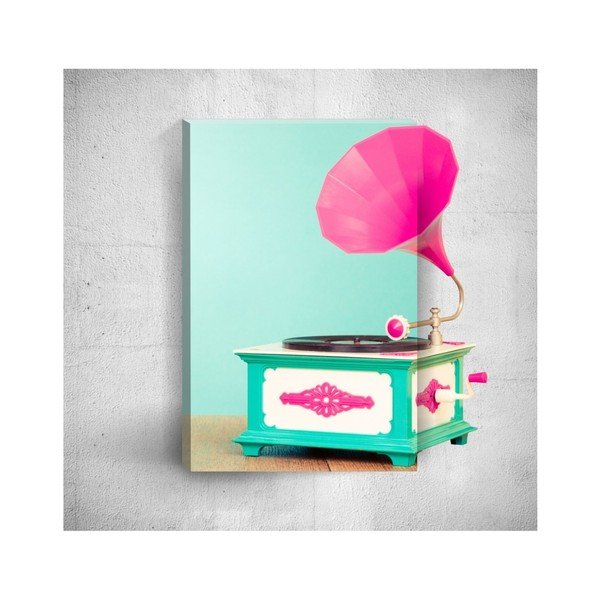 Pink Gramophone 3D fali kép, 40 x 60 cm - Mosticx