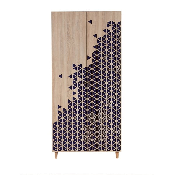 Stil Geometry Blue kétajtós ruhásszekrény, 90 x 192 cm