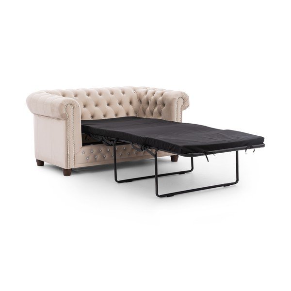 Bézs bársony kinyitható kanapé 148 cm York Blik – Ropez-image-2