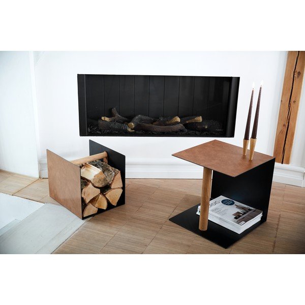 Fekete-natúr színű dekoratív fém-öko bőr tárolódoboz 32x38x31 cm Bull – LIND DNA-image-2