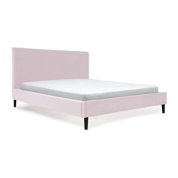 Kent rózsaszín ágy fekete lábakkal, 160 x 200 cm - Vivonita