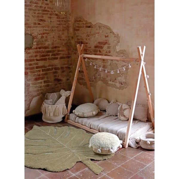 Khaki mosható kézi szövésű pamut gyerek szőnyeg 120x180 cm Monstera Olive – Lorena Canals-image-3