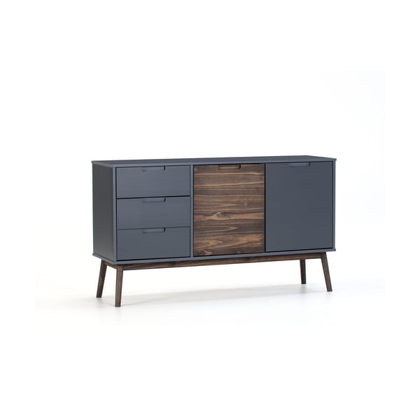 Antracitszürke-sötétbarna borovi fenyő alacsony komód 140x80 cm Nussa – Marckeric-image-3