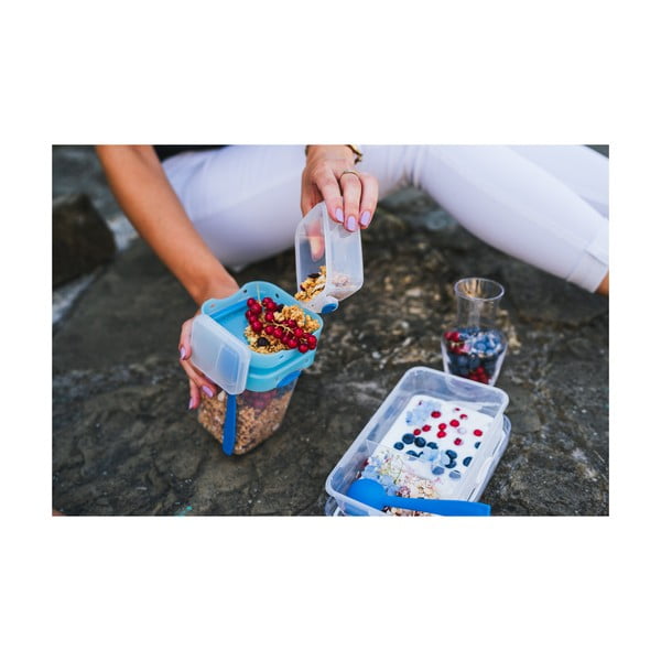 Kétrészes kék ételes doboz evőeszközökkel, 650 ml + 230 ml - Vialli Design-image-3