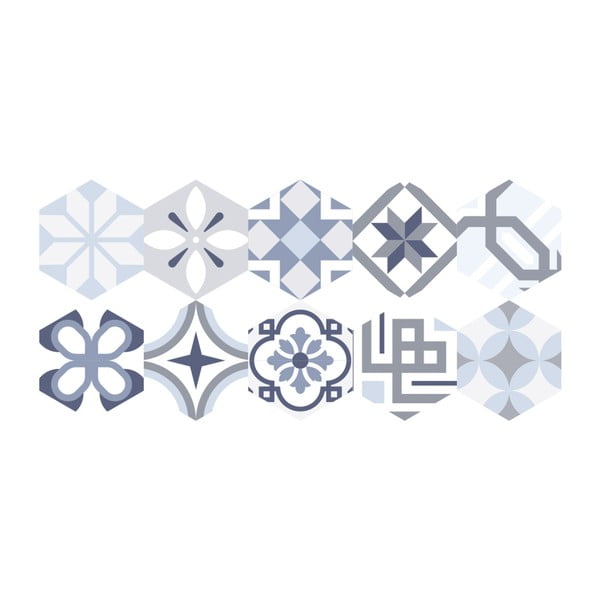 Floor Stickers Hexagons Vitorio 10 db-os padlómatrica szett, 40 x 90 cm - Ambiance