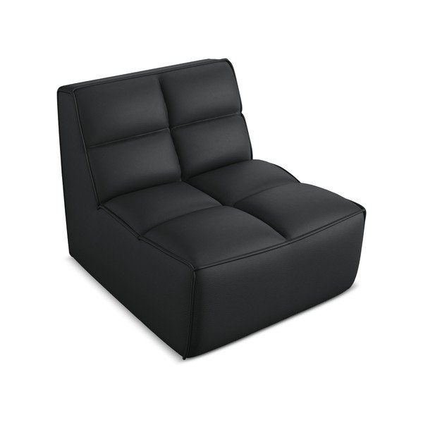 Fekete bőrutánzat kanapé modul Kalai – Makamii-image-1