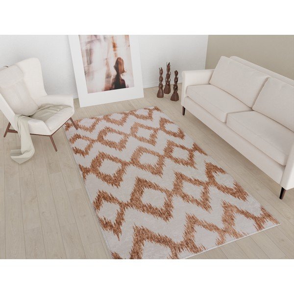 Fehér-narancssárga mosható futószőnyeg 80x200 cm – Vitaus-image-1